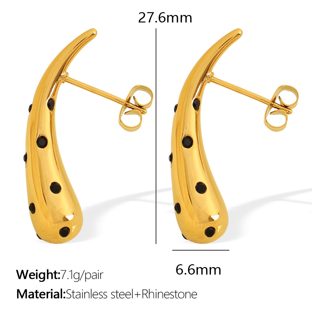 Eh794 Black Diamond Gold Earrings Picture3