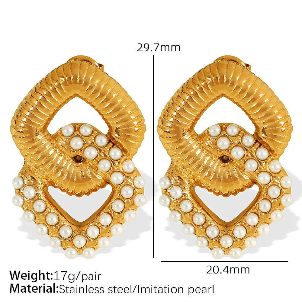 Eh537 White Pearl Gold Earrings Picture2