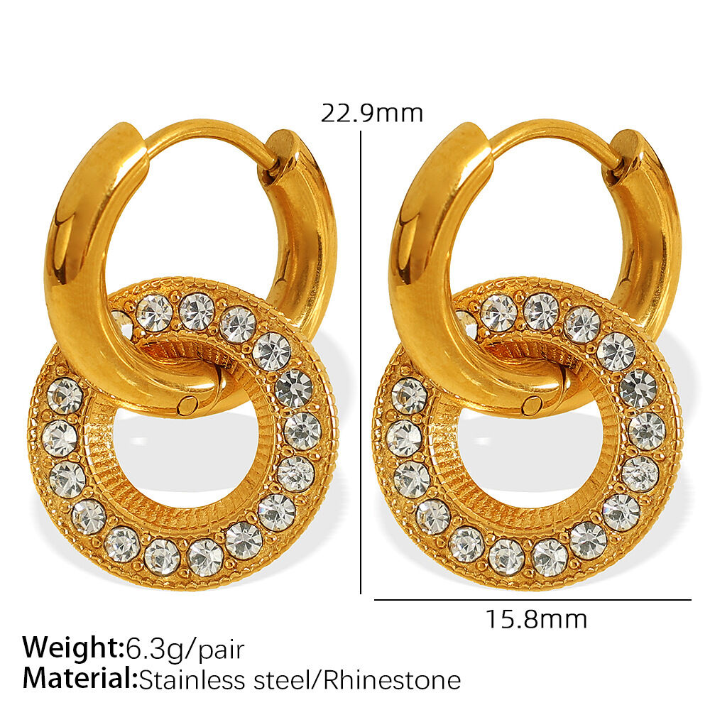 Eh538 Rhinestone Gold Earrings Picture3