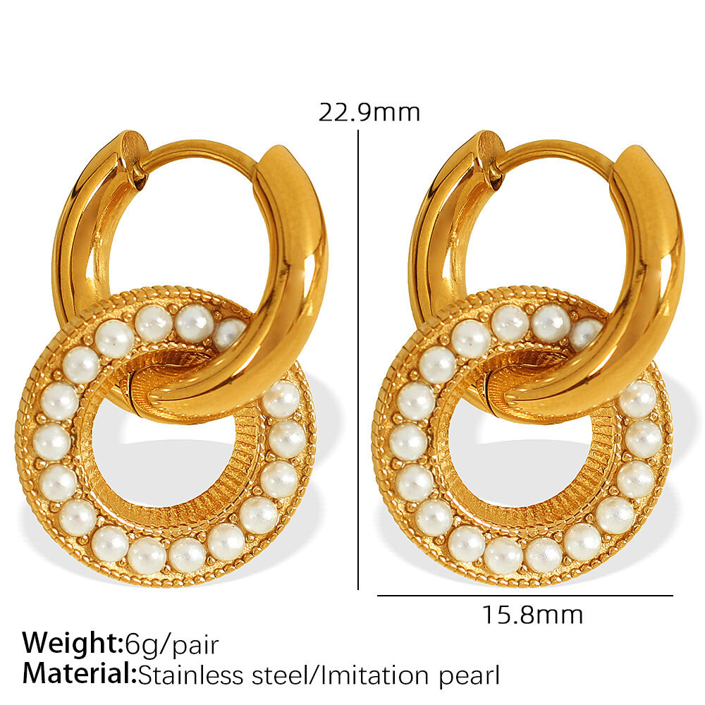Eh539 White Pearl Gold Earrings Picture4