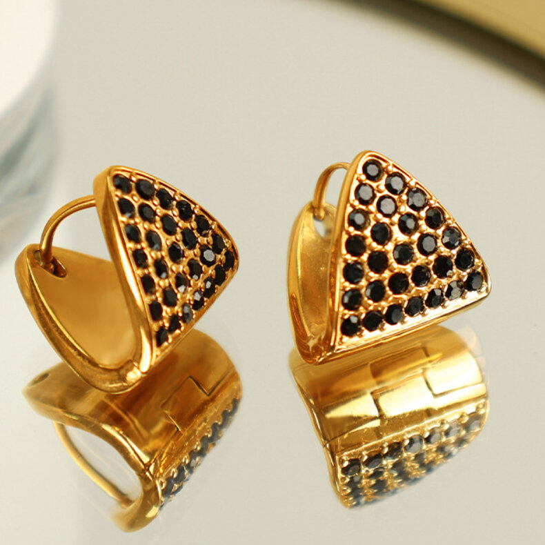 Eh703 Black Diamond Gold Earrings Picture3
