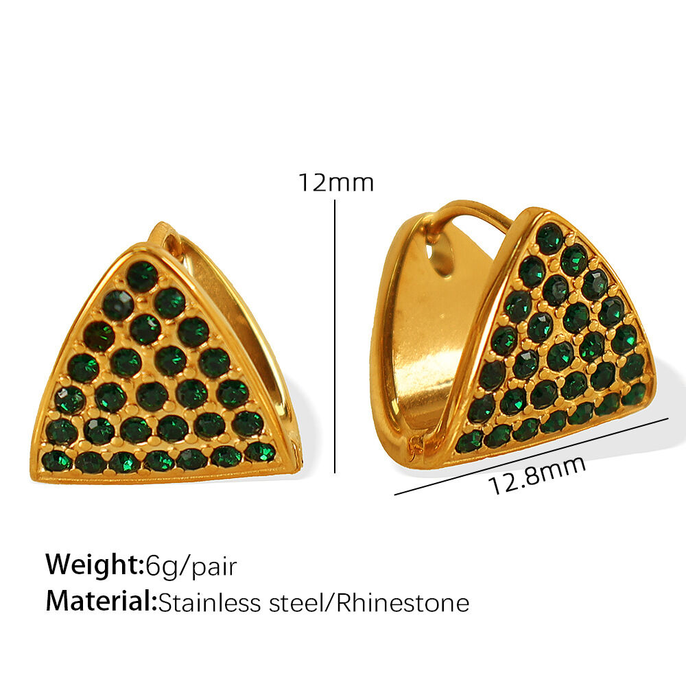 Eh703 Green Diamond Gold Earrings Picture4