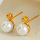 Eh704 White Pearl Gold Earrings