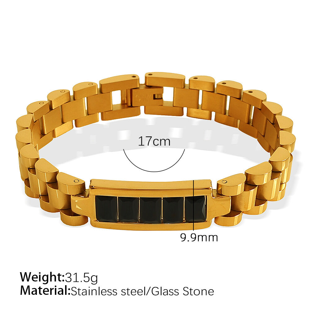 Sl63 Black Stone Gold Bracelet Picture3