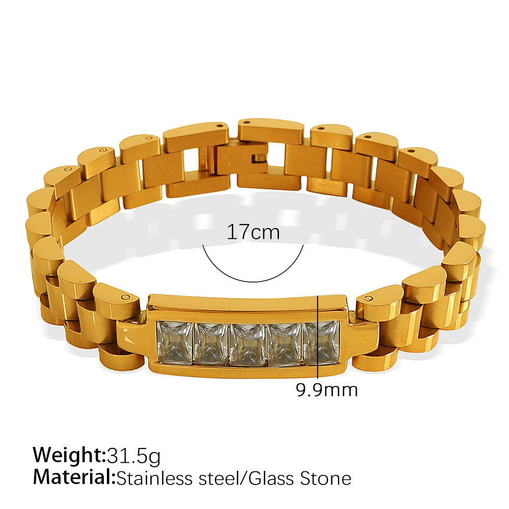 Sl63 White Stone Gold Bracelet