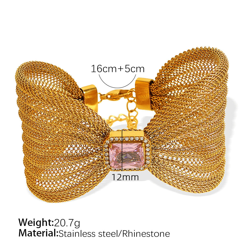 Pulsera de oro y circonita rosa SL65 Imagen3