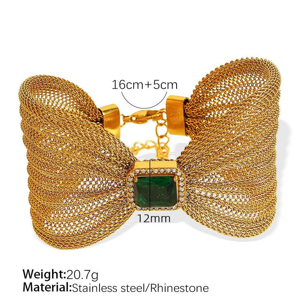 Pulsera de oro y circonita verde oscuro SL65 Imagen6
