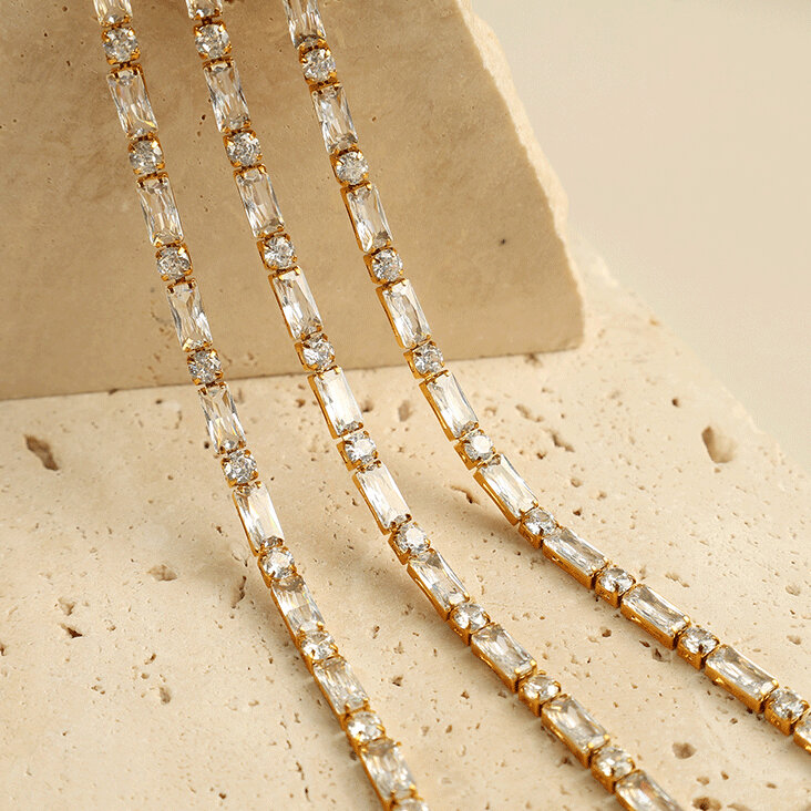 Sl95 White Zirconium Gold Bracelet