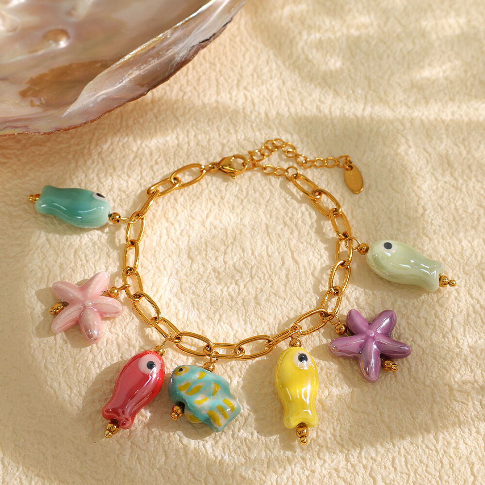 SL98 Gemengde kleur keramische gouden armband 
