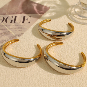 1 Stuk Eenvoudige Serie Eenvoudige Geometrische Roestvrijstalen Vergulde Damesarmbanden h5 Afbeelding2