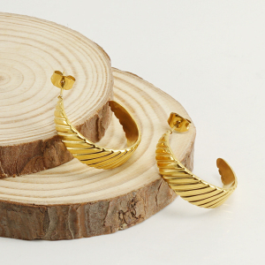 1 Paio Di Orecchini A Bottone Da Donna In Acciaio Al Titanio Placcati Oro, Semplici E Classici, Geometrici h5 Immagine4