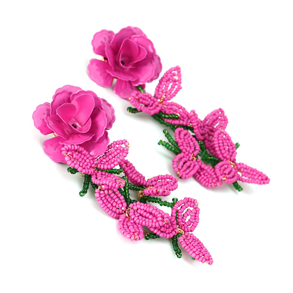 1 Pair Exaggerated Bead Tassel Floral Beads Earrings Picture5