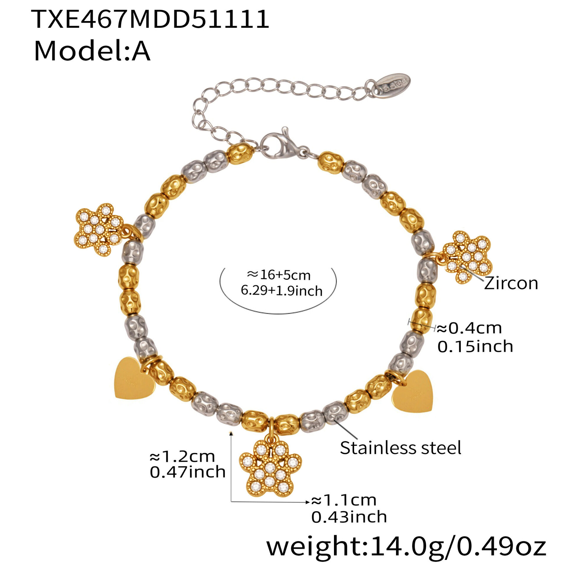 Txe467-A Color Block Bracelet 16+5Cm Picture2