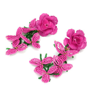 1 Pair Exaggerated Bead Tassel Floral Beads Earrings h5 Picture3