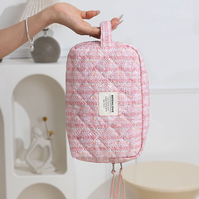 1 Piece Simple Sweet Style Patchwork Polyester Women Makeup Bag