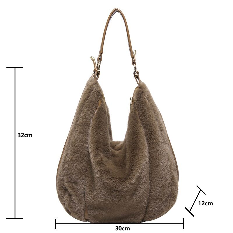 1 Piece Simple Furry  Solid Color Women's Shoulder Bags Picture5