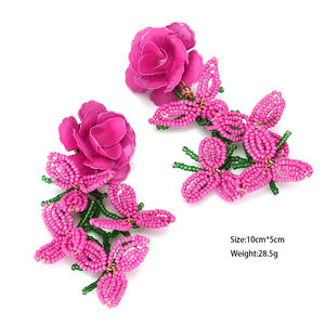 1 Pair Exaggerated Bead Tassel Floral Beads Earrings h5 Picture2