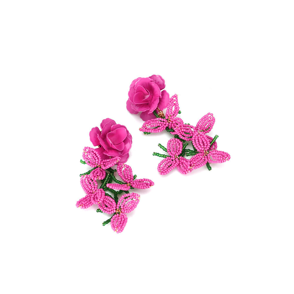 1 Pair Exaggerated Bead Tassel Floral Beads Earrings Picture6