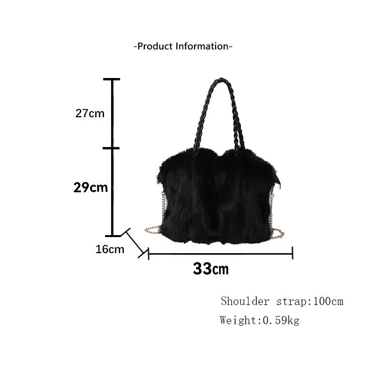 1 Piece Luxurious Furry Pleat Solid Color Women's Tote Bags h5Picture5