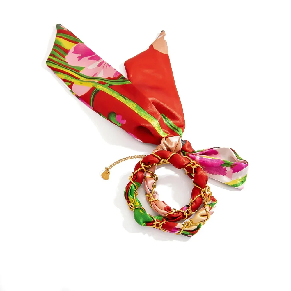 1 Piece Flower Silk Scarf Bracelet