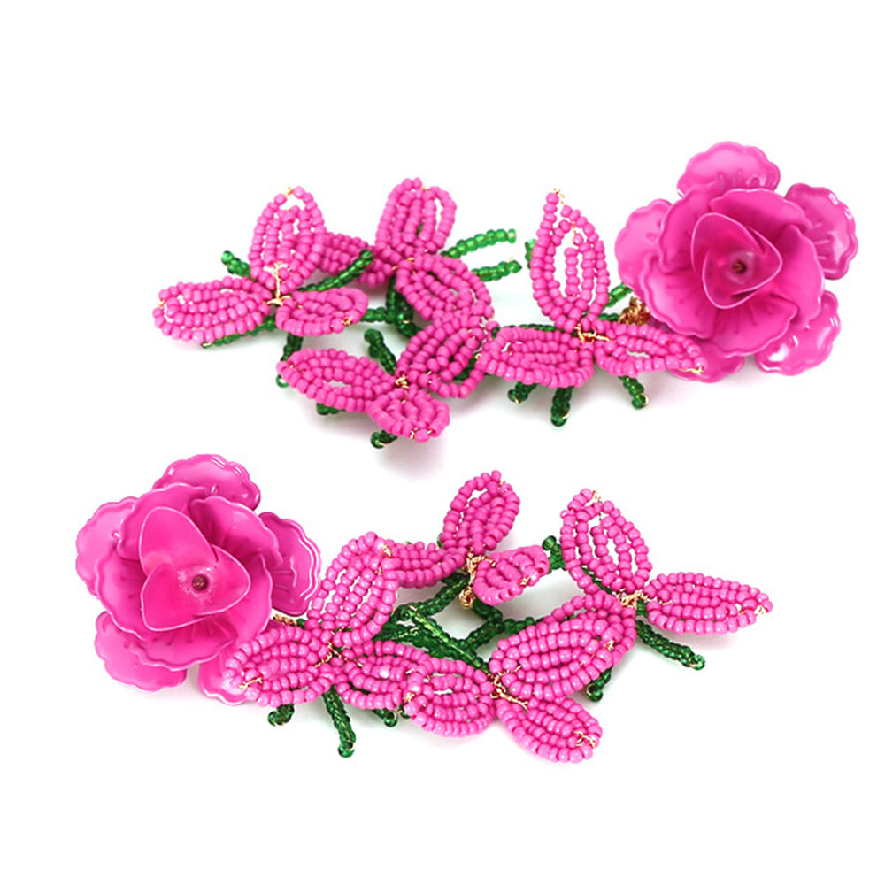 1 Pair Exaggerated Bead Tassel Floral Beads Earrings Picture4