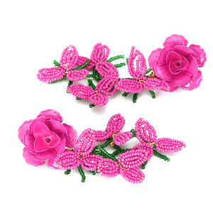 1 Pair Exaggerated Bead Tassel Floral Beads Earrings h5 Picture4