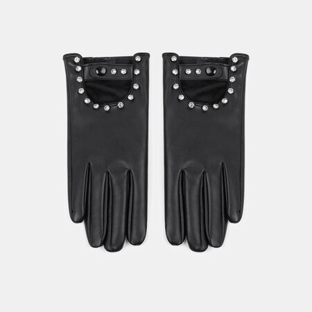 1 paar punkstijl effen gekleurde uitgeholde PU dameshandschoenen