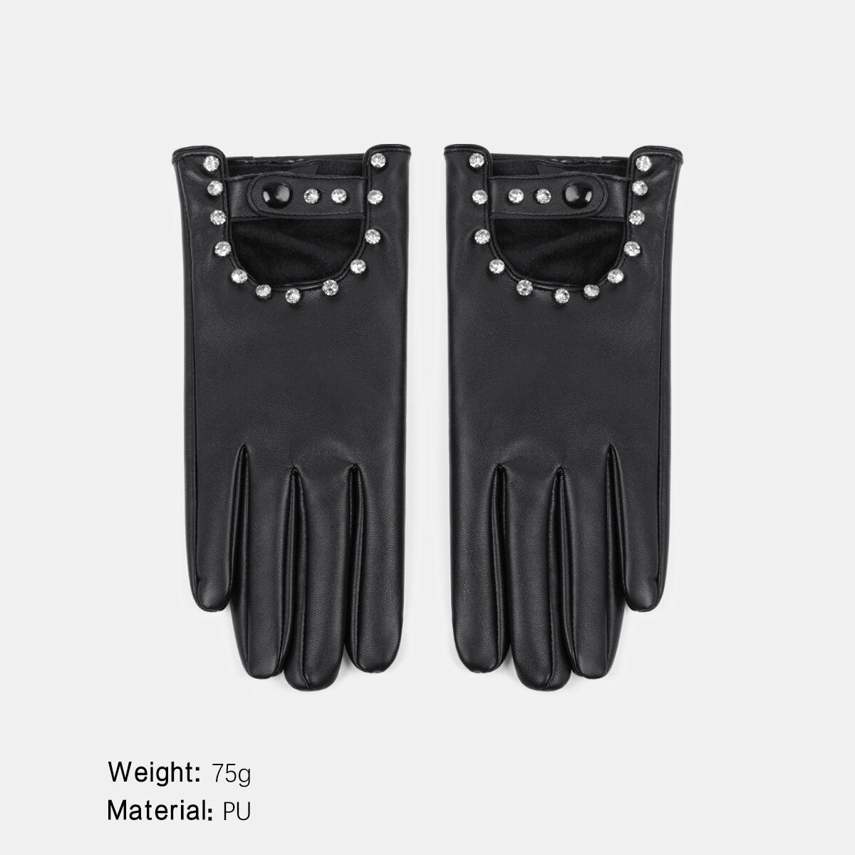 1 Pair Punk Style Solid Color Hollowed-out PU Women's Gloves h5 