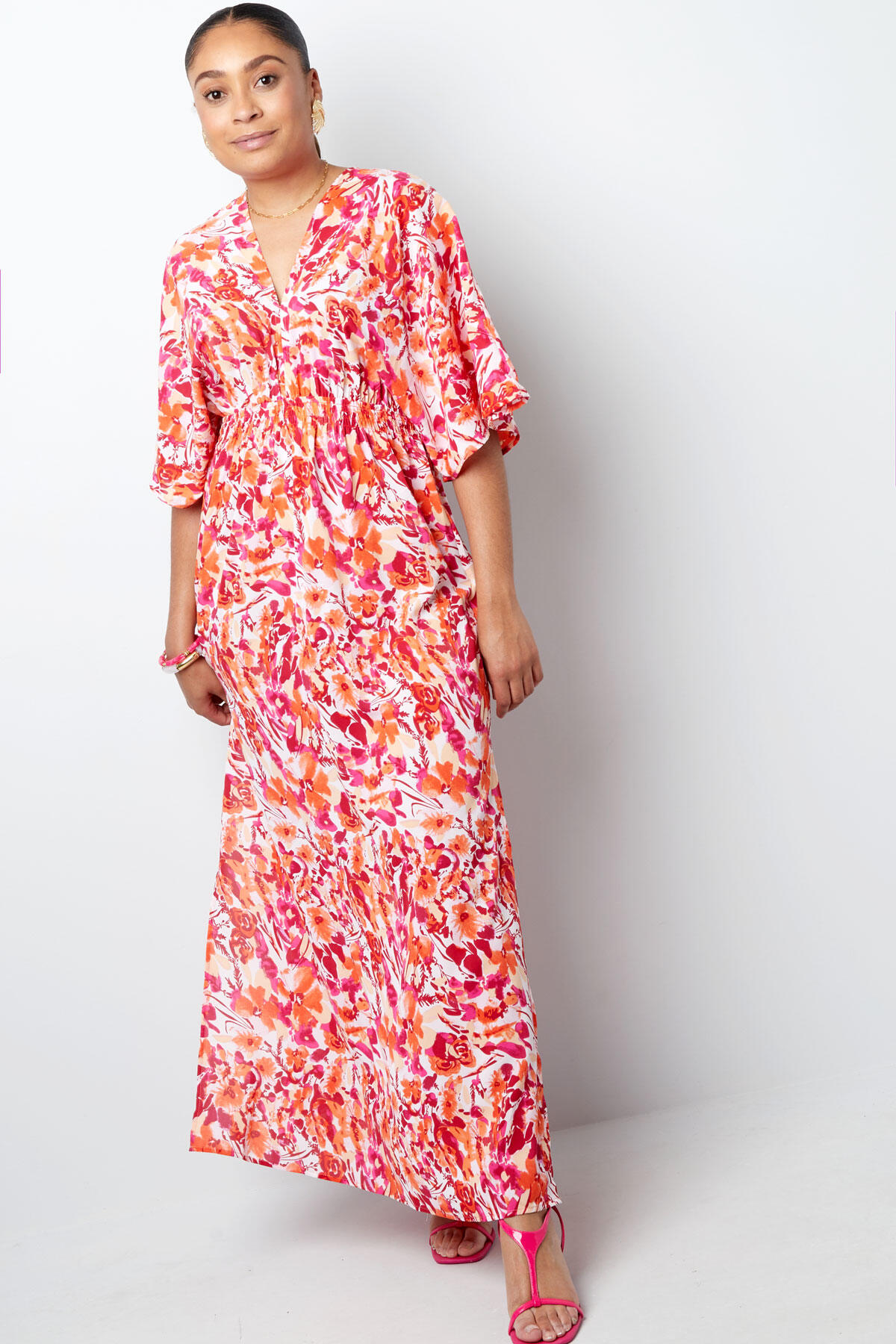 Vestido flores ajustado - naranja/rosa Imagen2