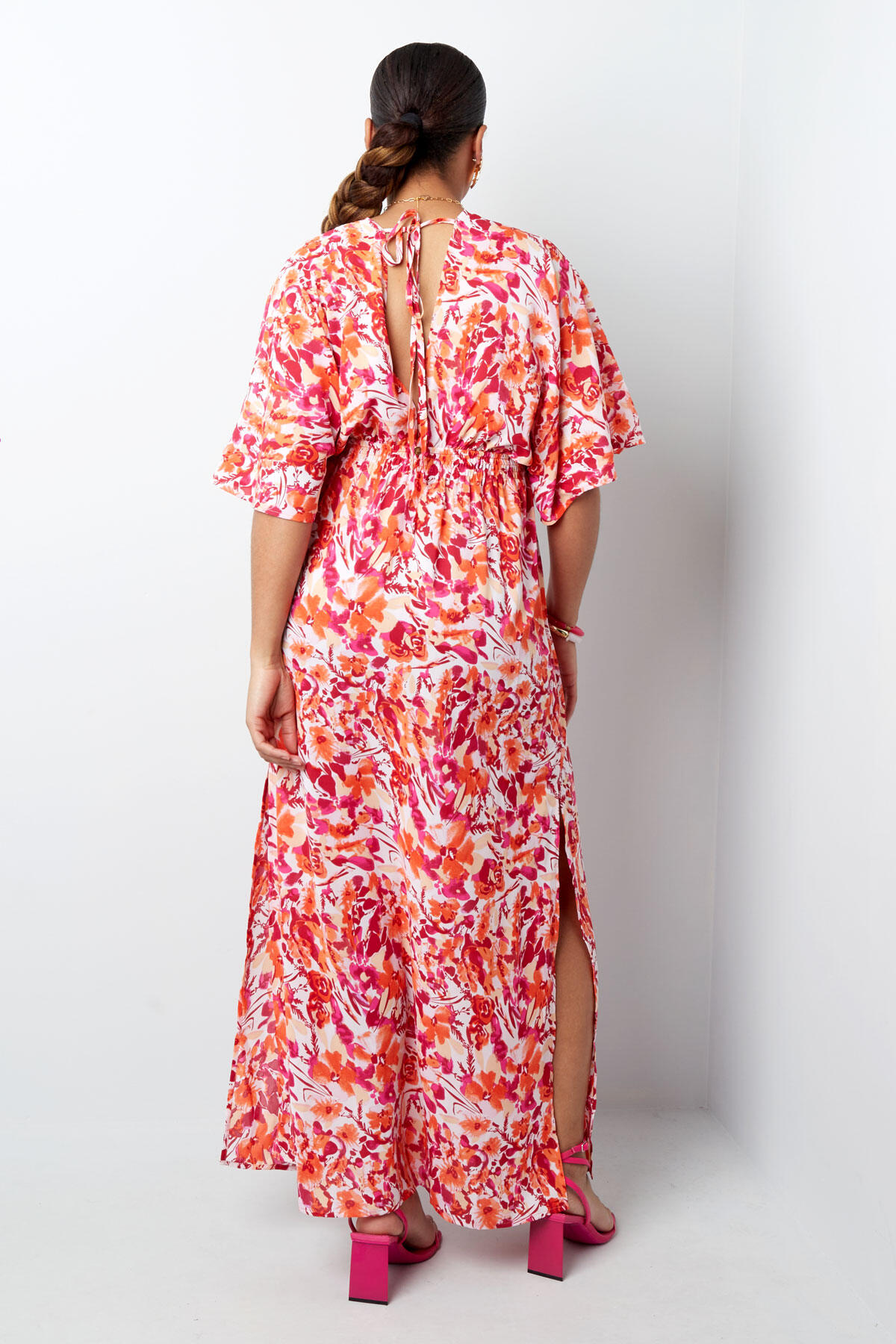 Vestido flores ajustado - naranja/rosa h5 Imagen7
