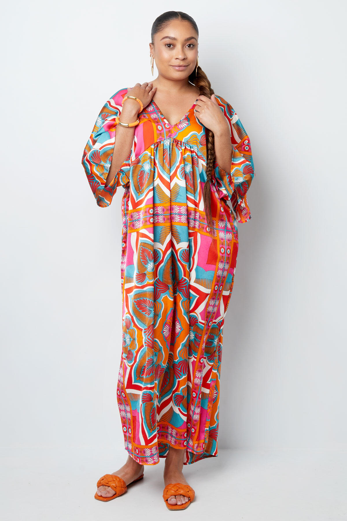 Maxi vestido estampado feliz - naranja/rojo h5 Imagen5