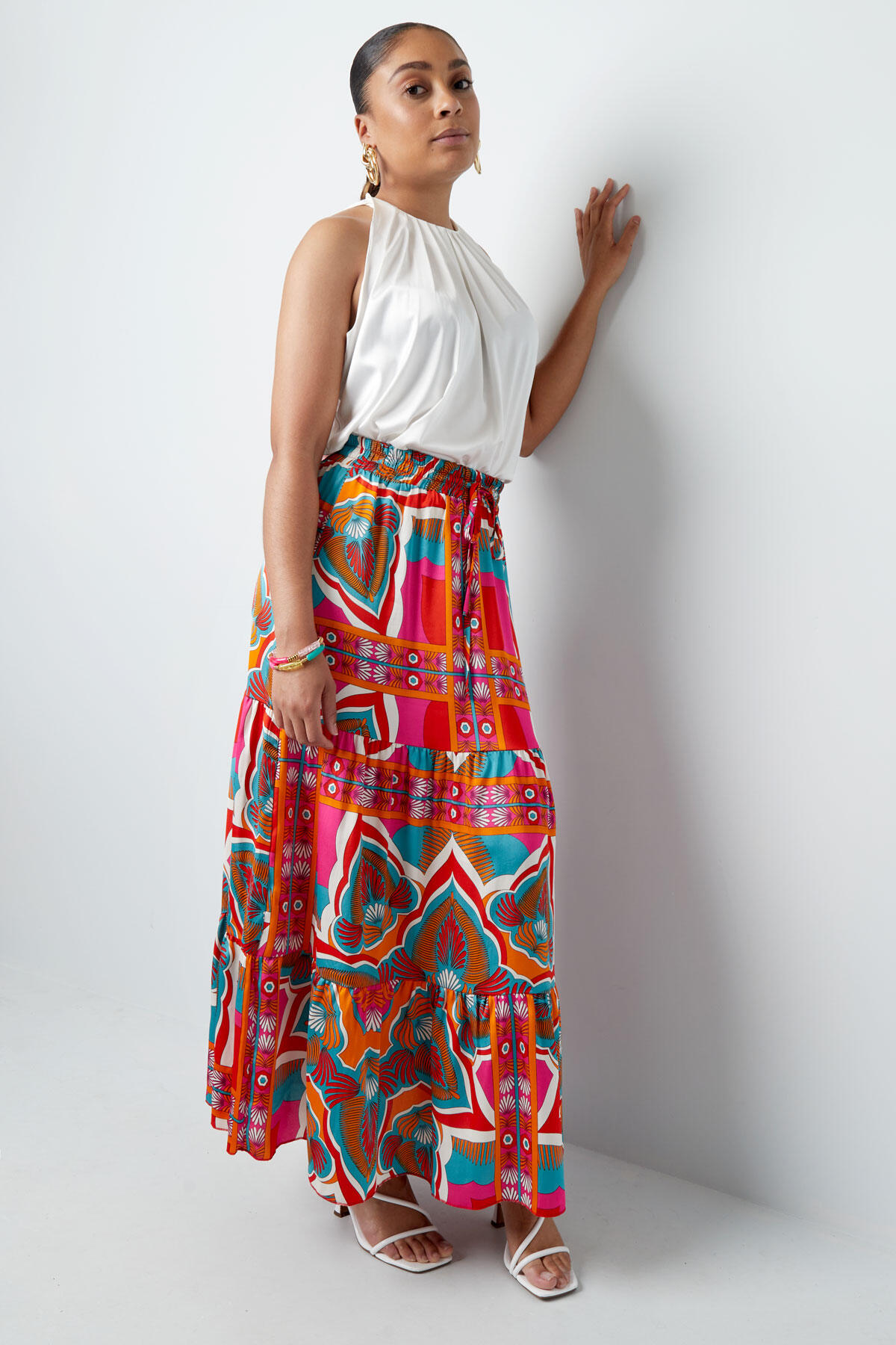 Maxi falda estampado feliz - verde/morado h5 Imagen7