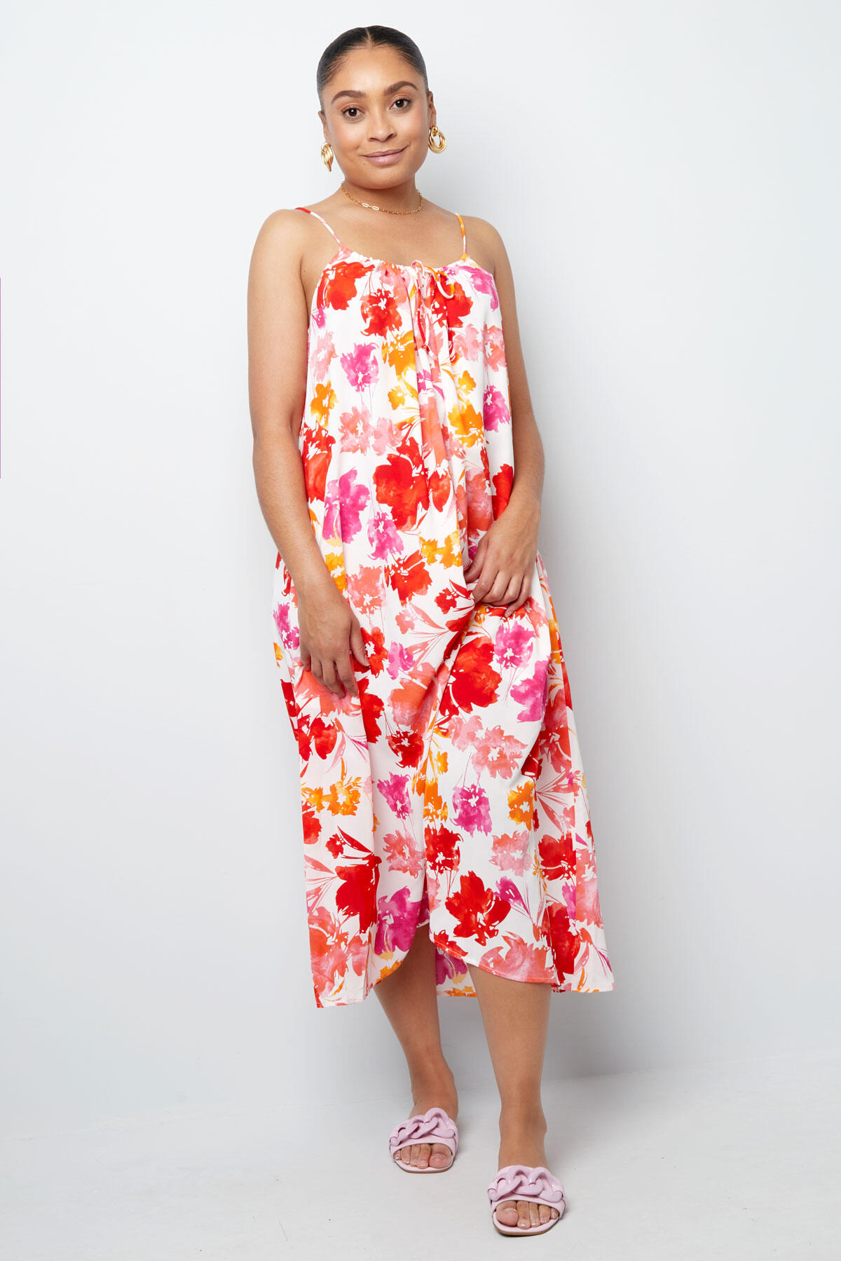 Vestido estampado floral - rosa/naranja Imagen3