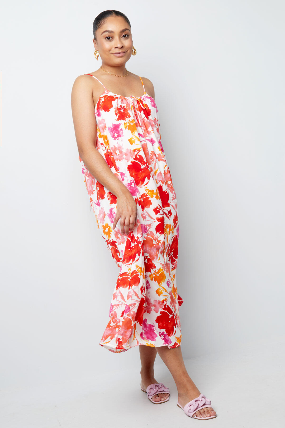 Vestido estampado floral - rosa/naranja h5 Imagen7