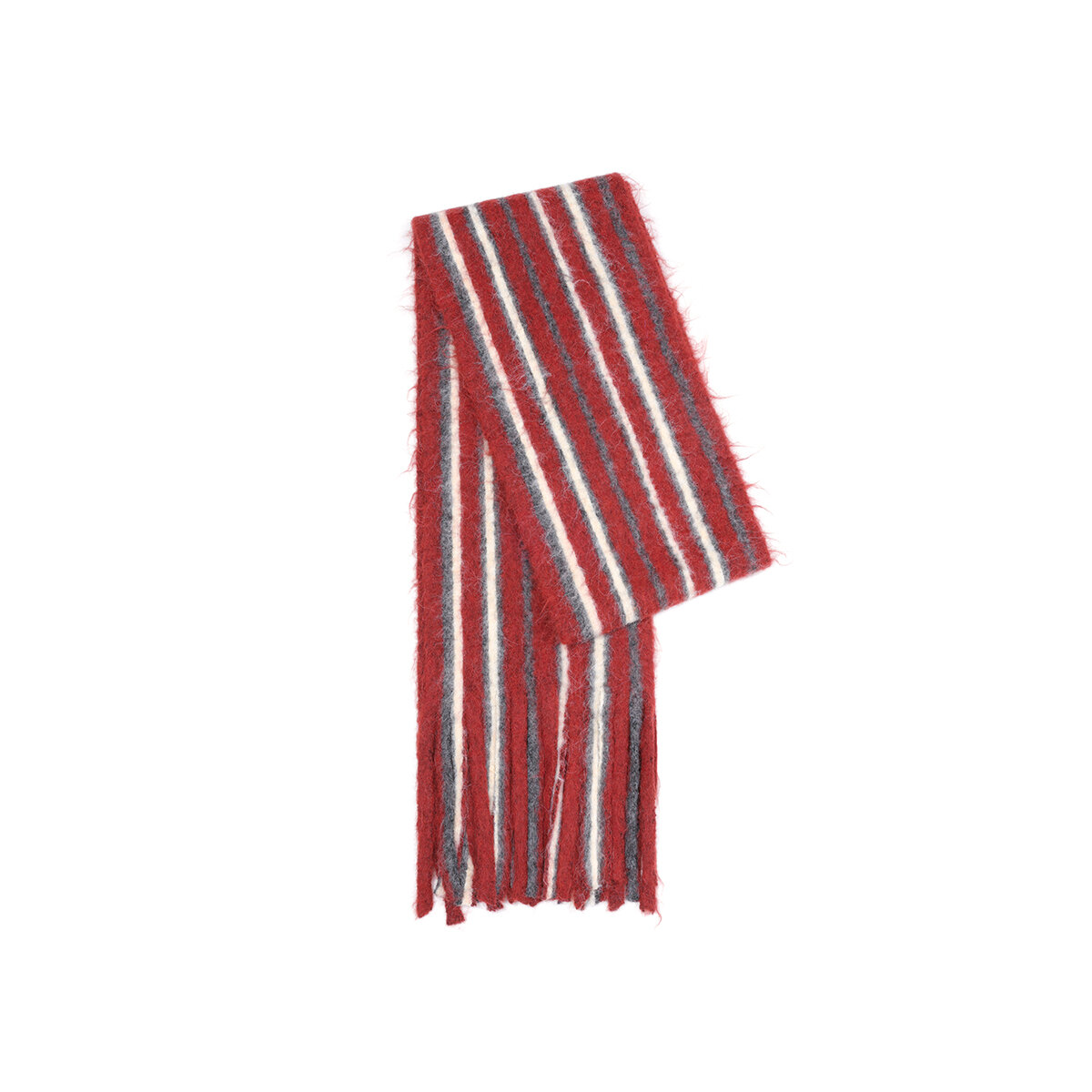 1 Piece Wool & Polyester Tassel Color-blocked Striated Winter Scarf 2