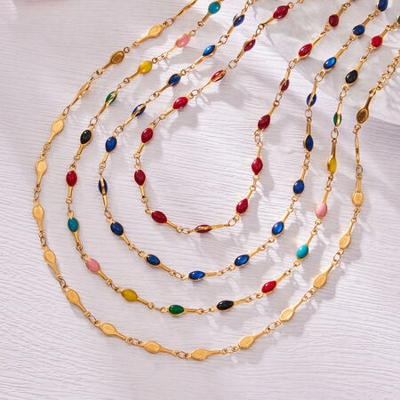 Colorful Stainless Steel Gold Color Women's Chain Necklaces