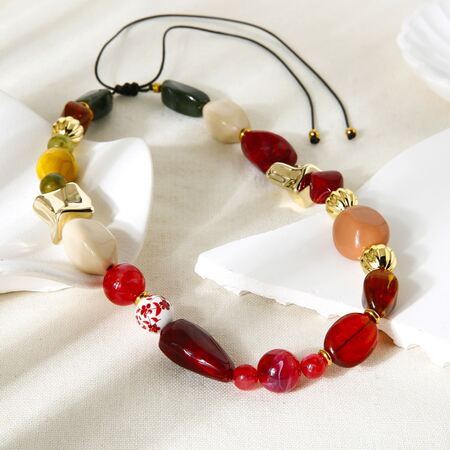1 Piece Retro Irregular Shape Acrylic Beaded Necklace