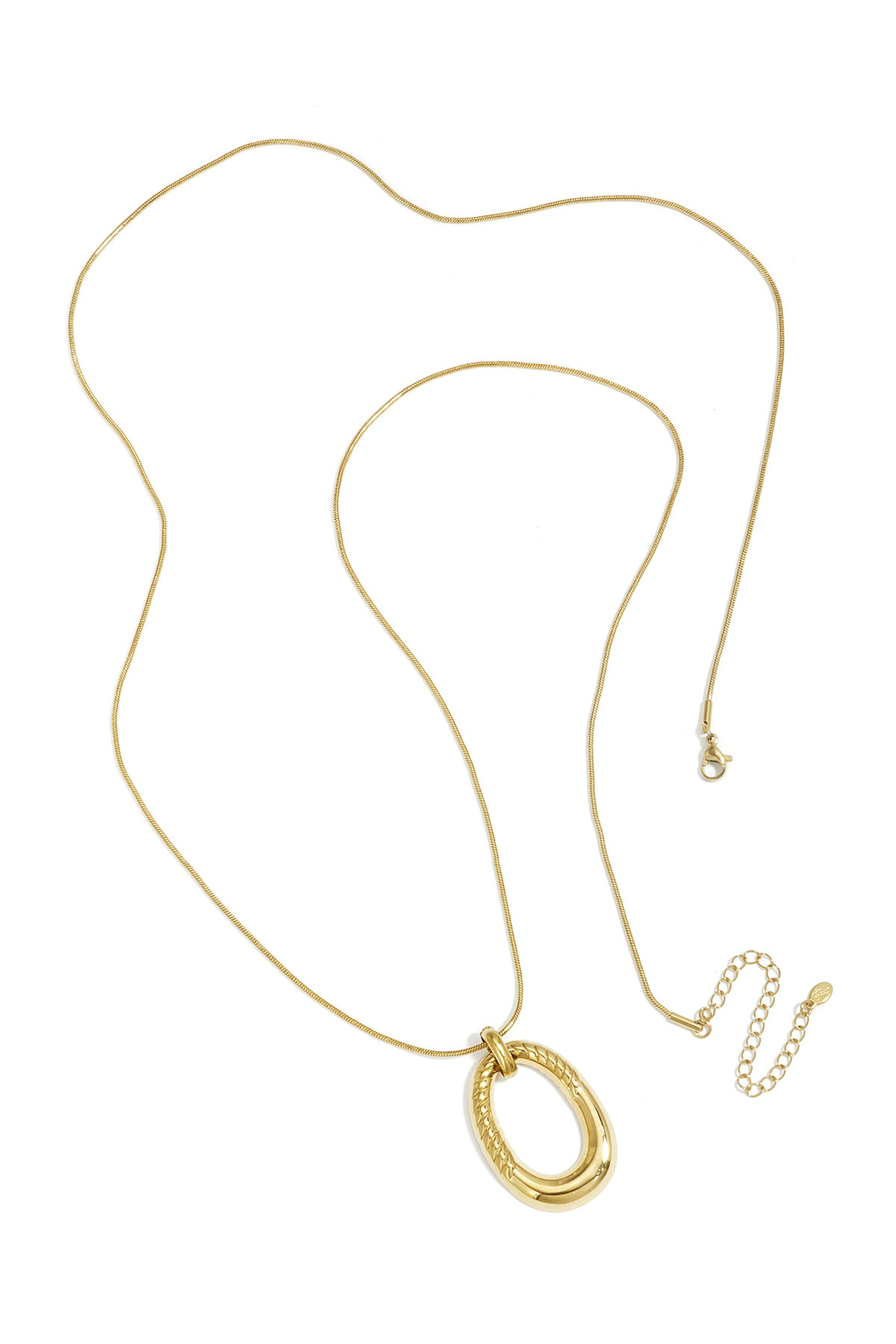 Collana lunga con pendente ovale a righe h5 