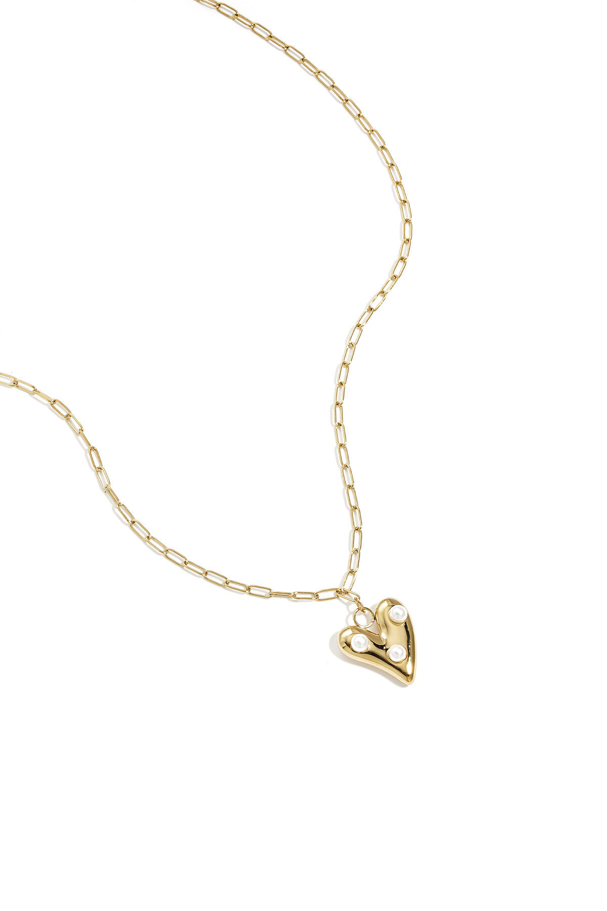 Necklace with hanging heart and pearls 2