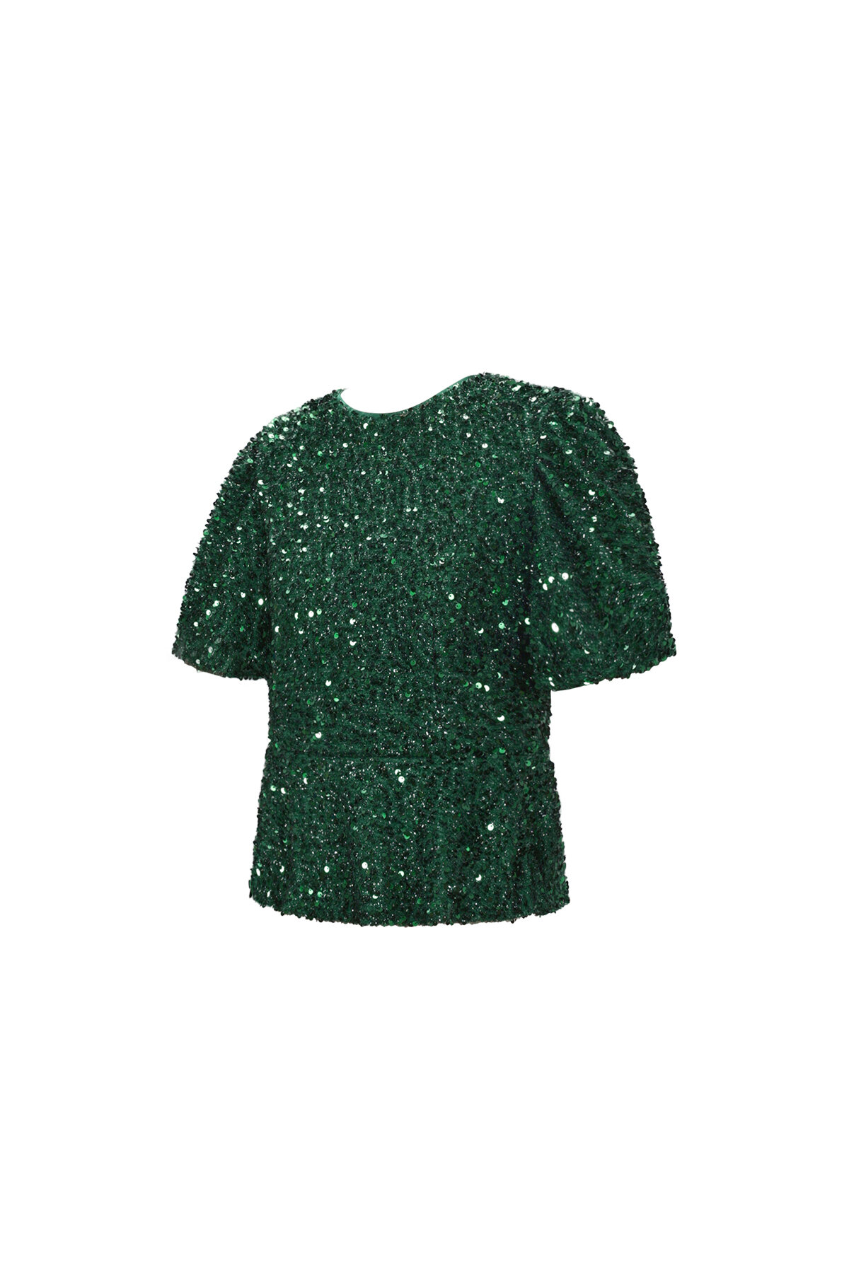 Woven Polyester Fiber Women's Short Sleeve Tops Elegant Sequins Picture2