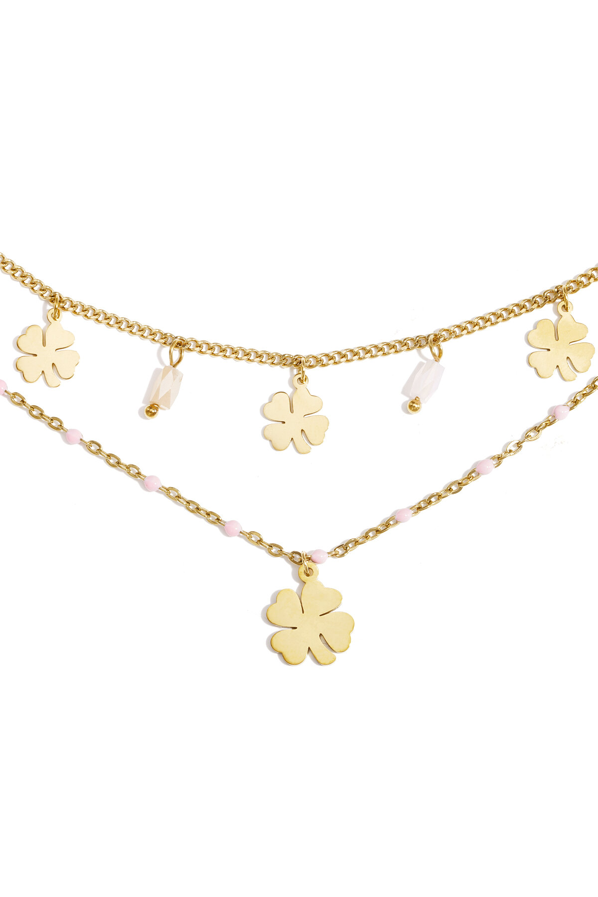 Bracelet with clover and bead charms h5 Picture4
