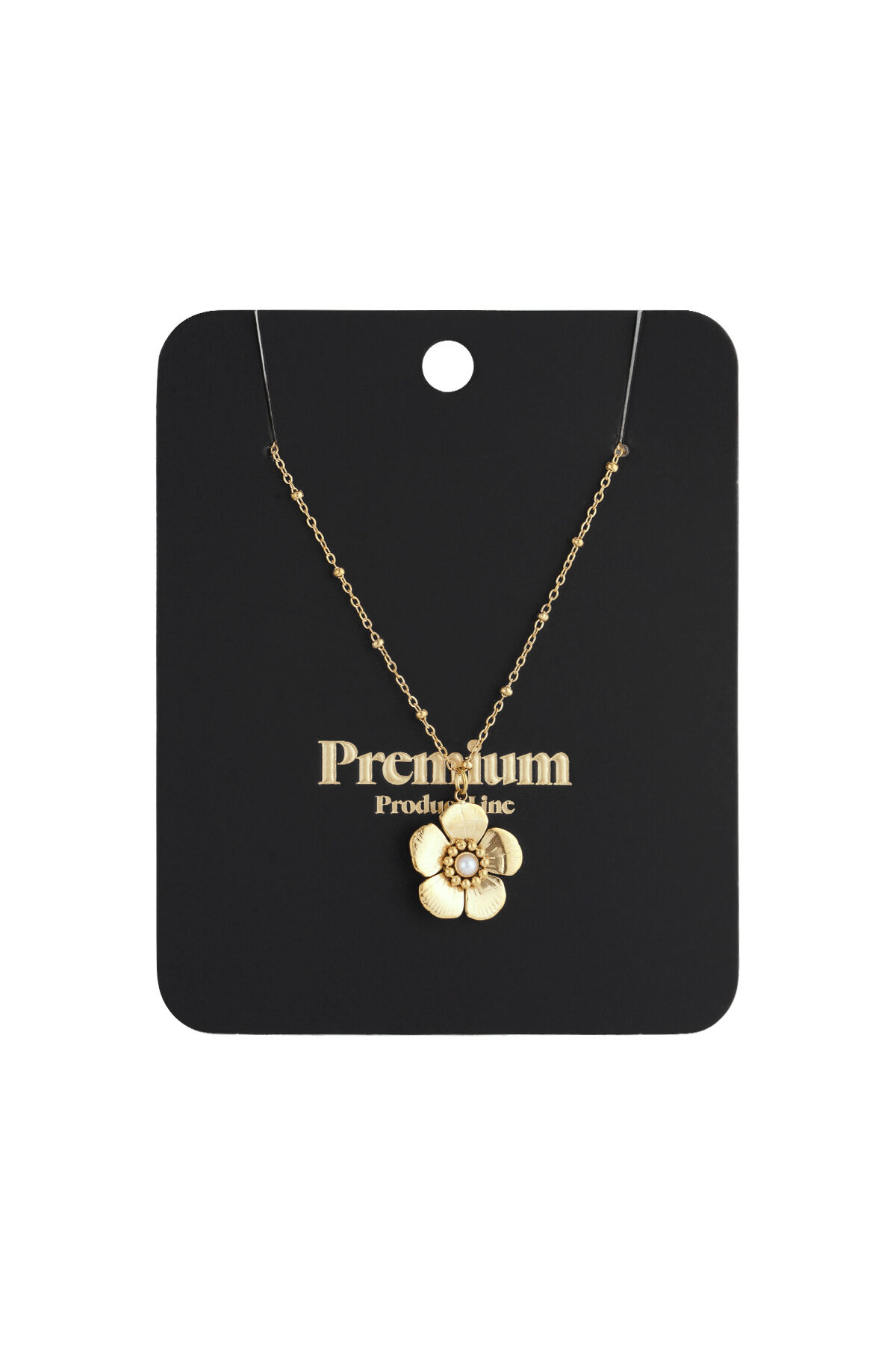 Collier boule avec pendentif fleur et perle - doré h5Image5
