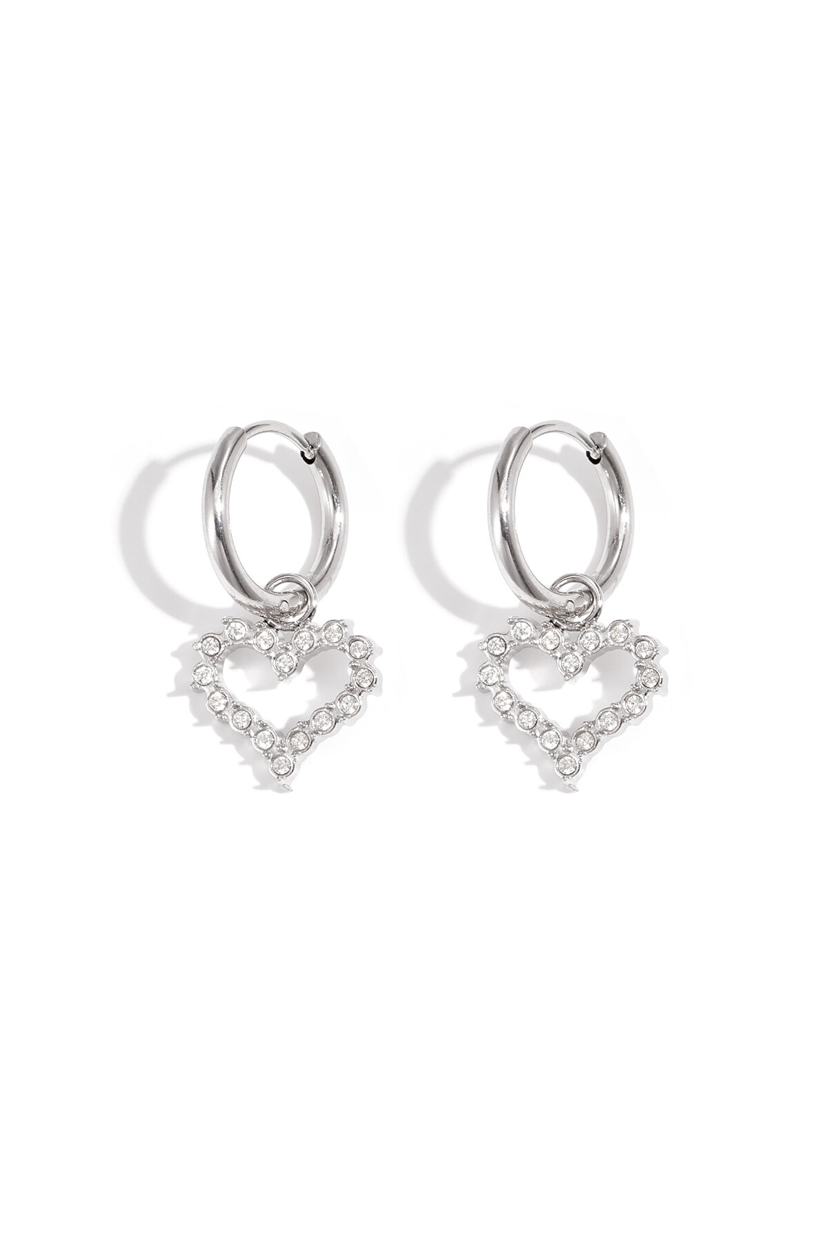 Orecchino a cuore con strass 2