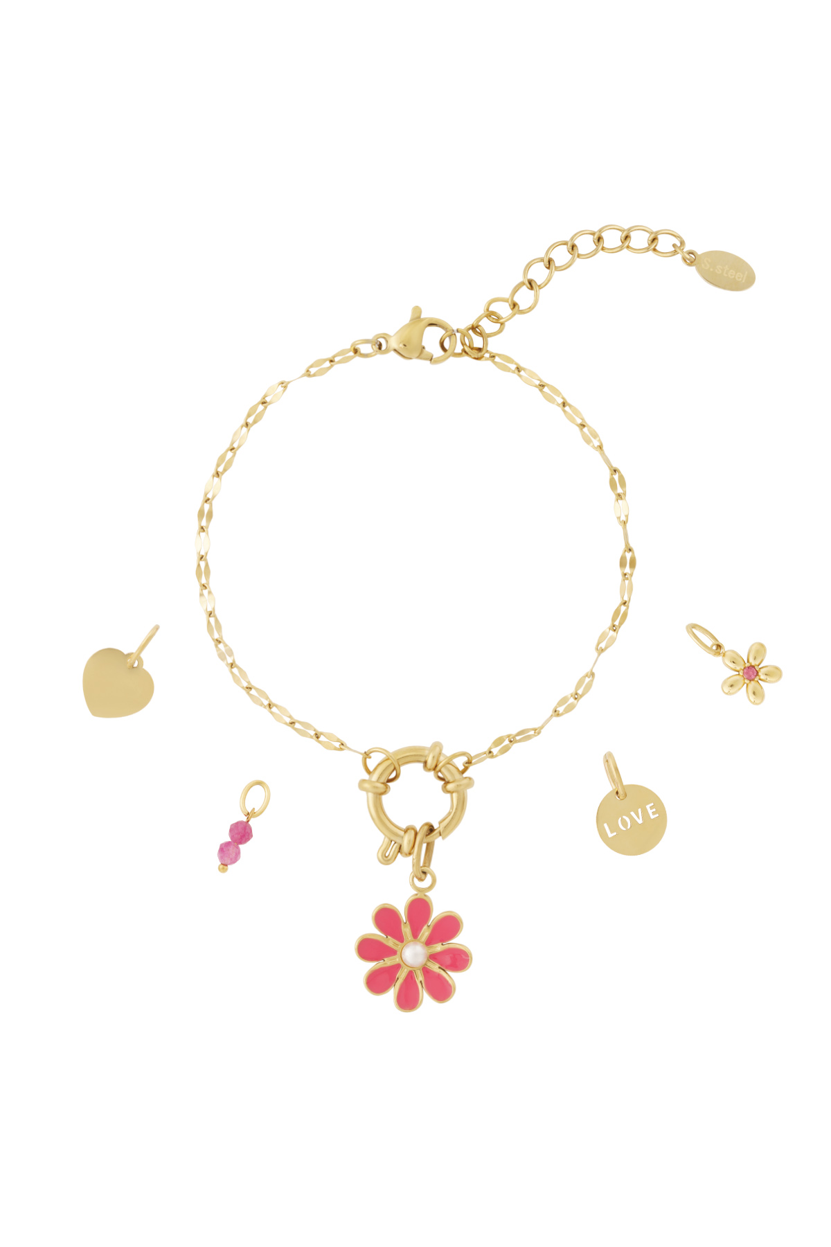 Braccialetto fai da te con fiori rossi h5 