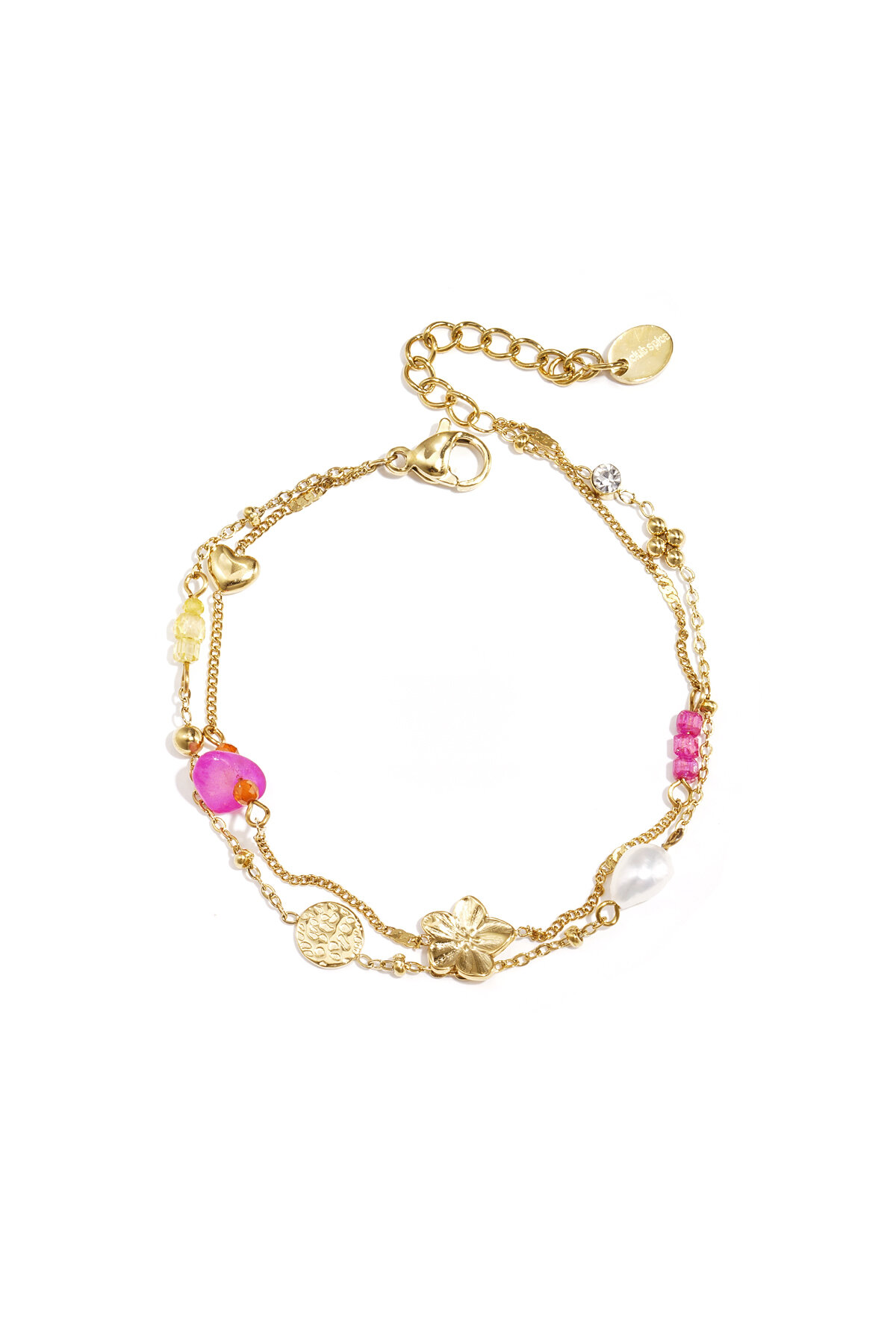 Charm bracelets with stones, beads, and coin 2