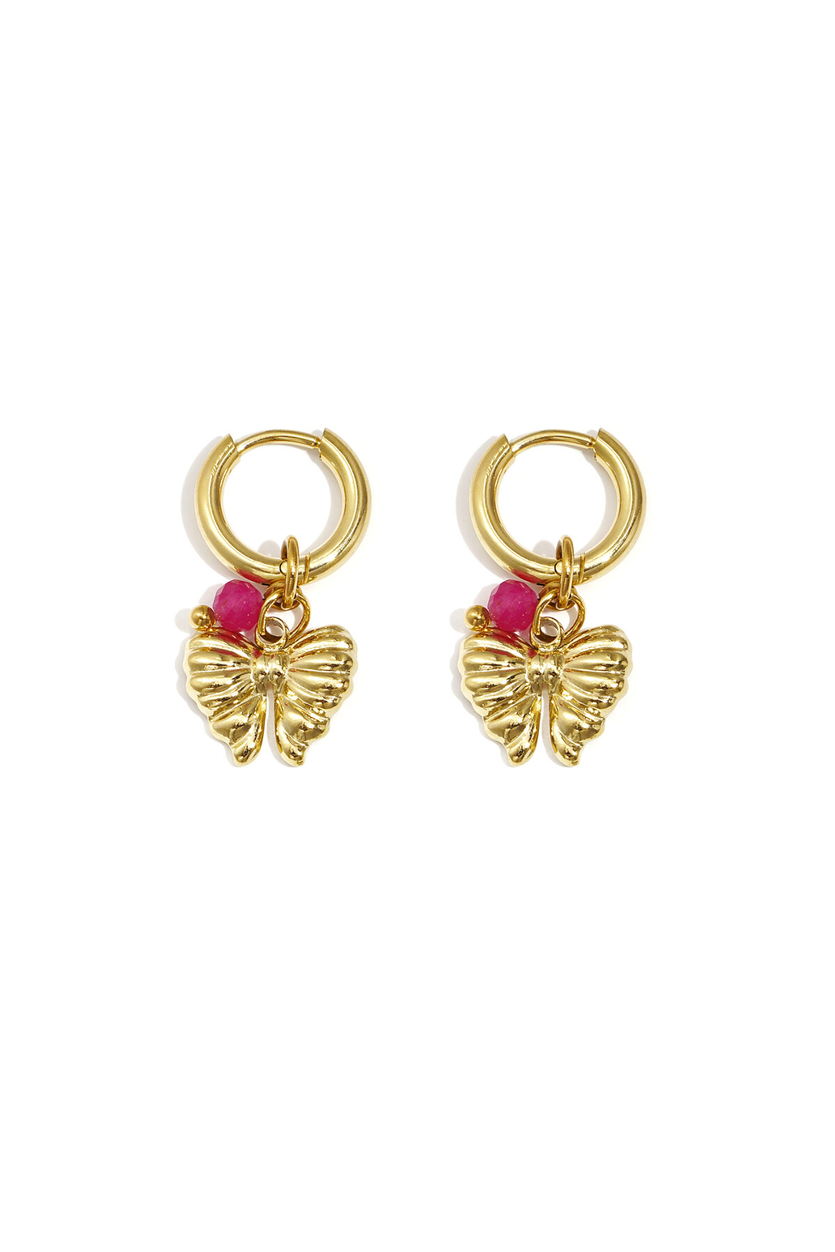 Earrings with hanging bow charm and bead h5