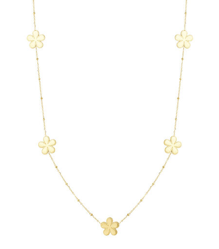 Long necklace with balls and flowers - Silver Color color 2