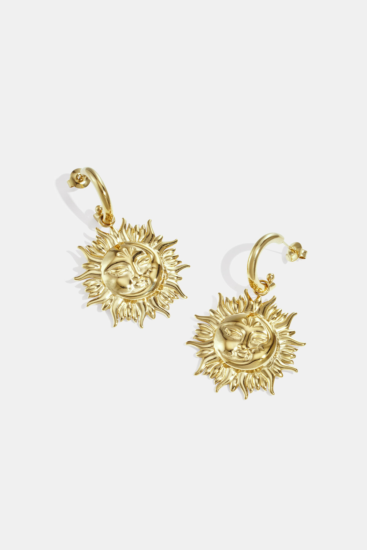 Boucles d'oreilles pendantes en acier inoxydable, collection soleil, style décontracté et simple pour femmes 2