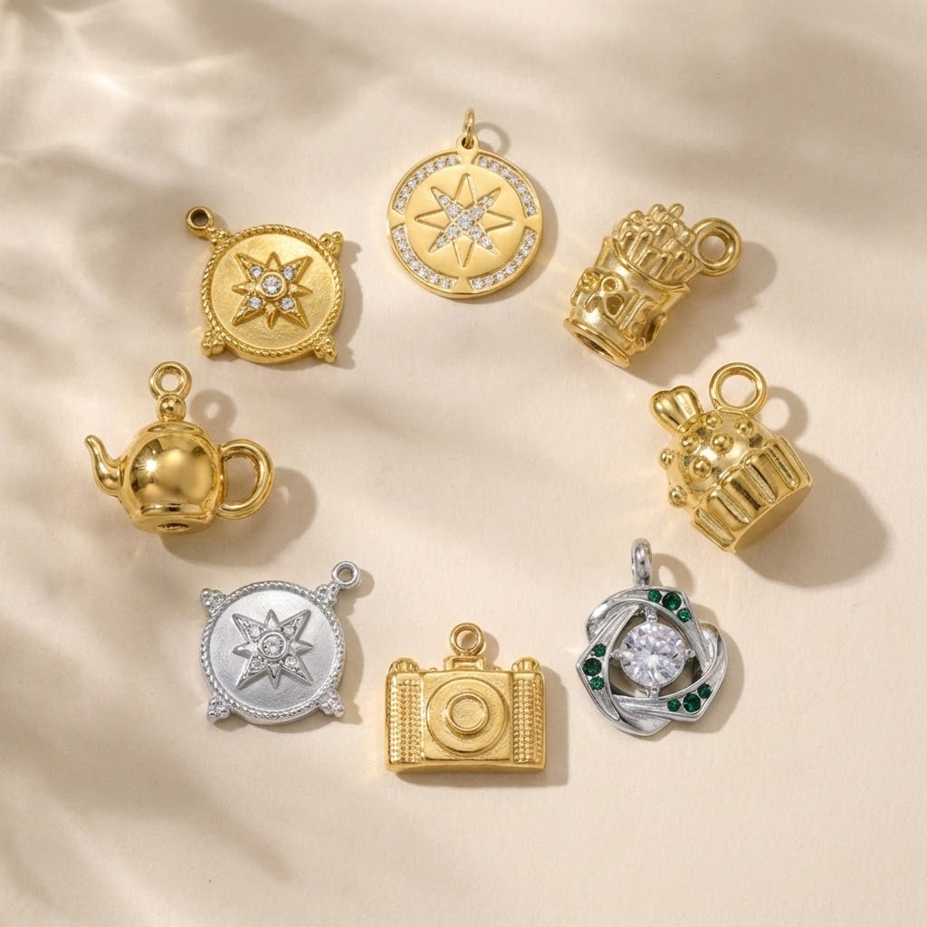 Romantic Series Geometric Titanium Steel Gold Color Women's Pendants h5 Picture3
