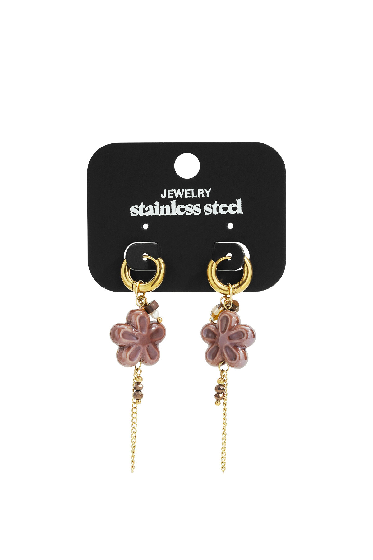 Pendientes colgantes de acero inoxidable con diseño de flores, estilo casual, diario, sencillo, para mujer. h5 Imagen5